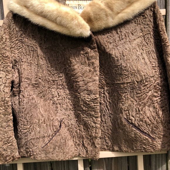 1950s Vintage Milk Chocolate Broadtail Jacket with Palomino Mink Fur Collar - Picture 8 of 16